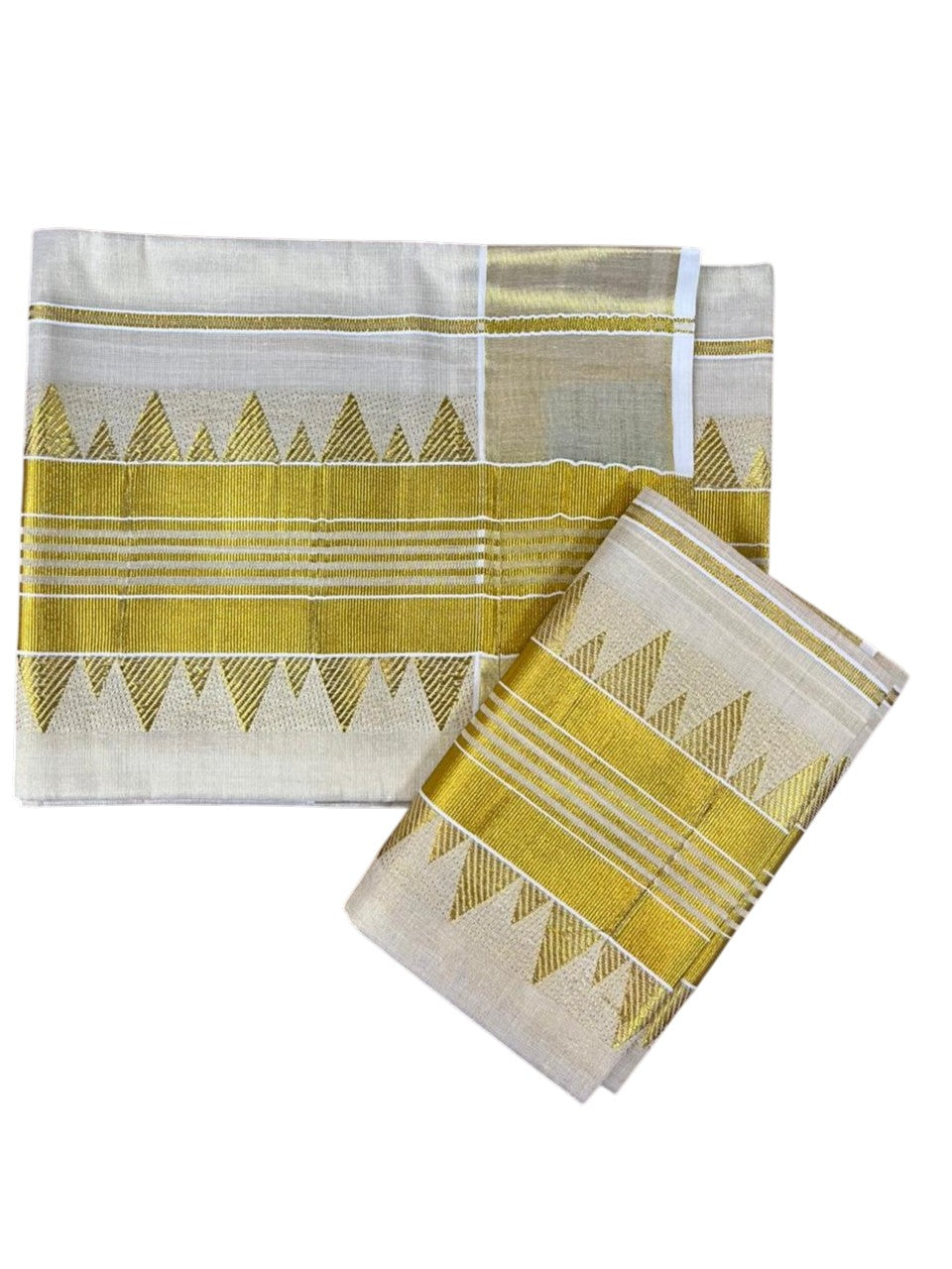 Southloom Kerala Tissue Single Set Mundu (Mundum Neriyathum) with Temple Design in 2.80 Mtrs SL464