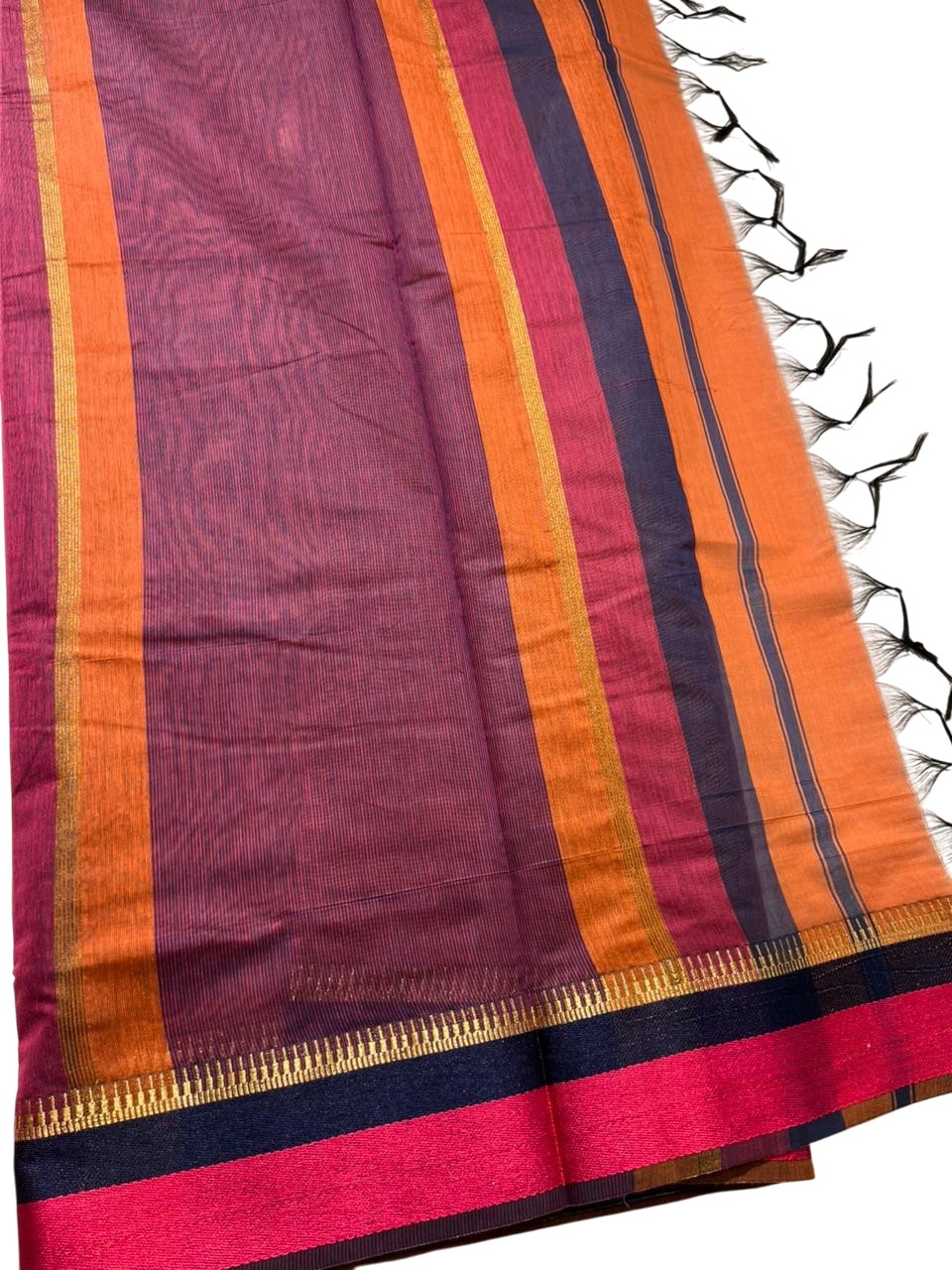 Southloom Maheshwari Cotton Saree With Temple Design on the Body and Borders SL471