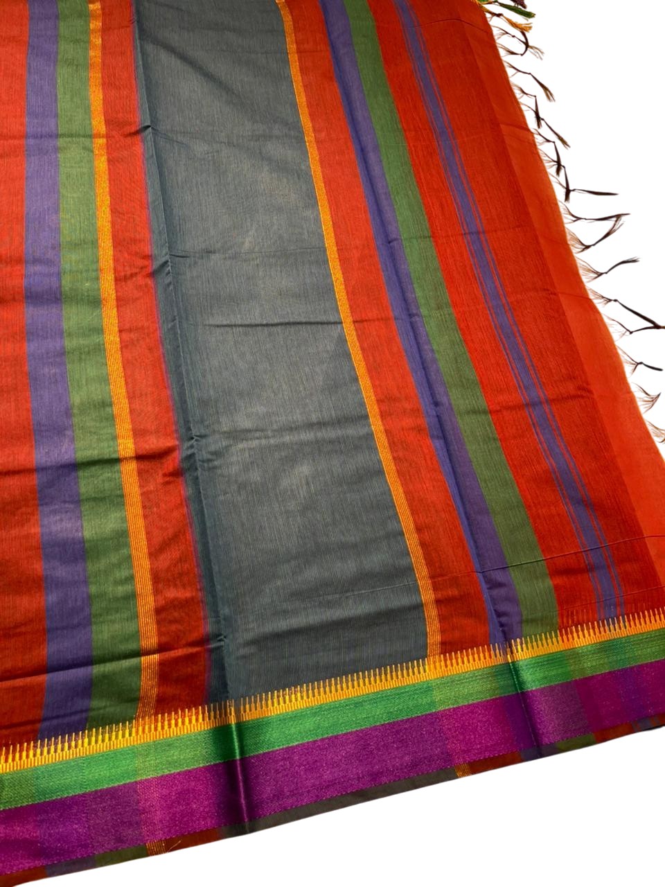 Southloom Maheshwari Cotton Saree With Temple Design on the Body and Borders SL471