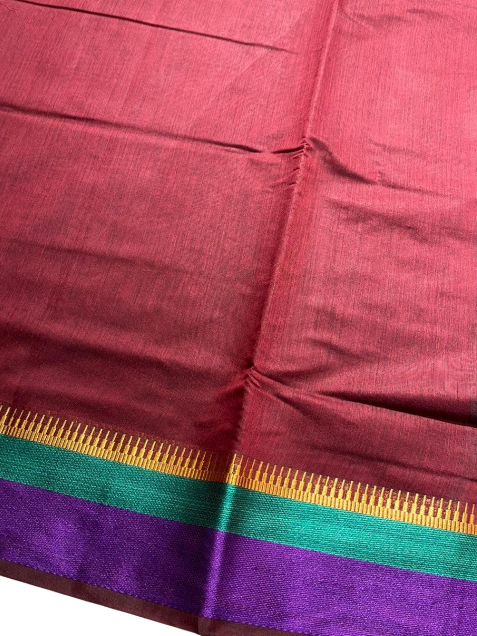 Southloom Maheshwari Cotton Saree With Temple Design on the Body and Borders SL471