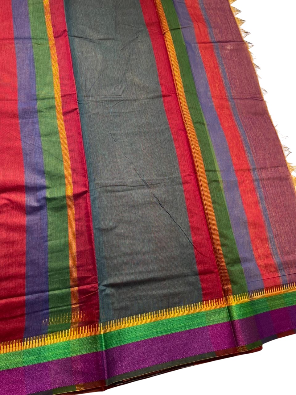 Southloom Maheshwari Cotton Saree With Temple Design on the Body and Borders SL471