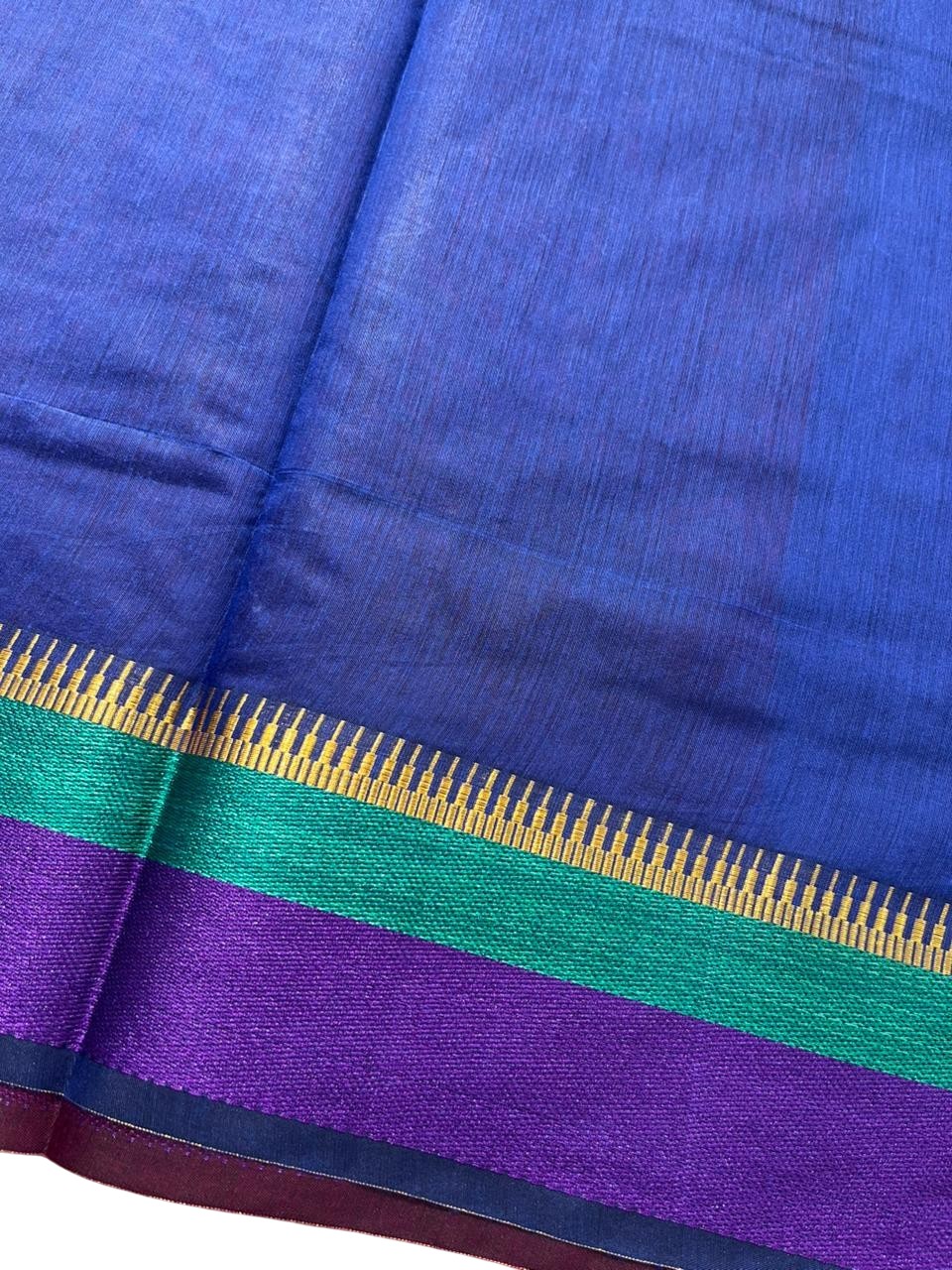 Southloom Maheshwari Cotton Saree With Temple Design on the Body and Borders SL471