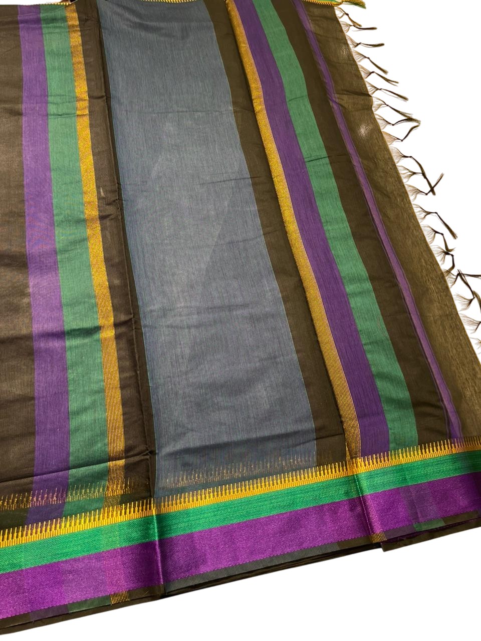Southloom Maheshwari Cotton Saree With Temple Design on the Body and Borders SL471