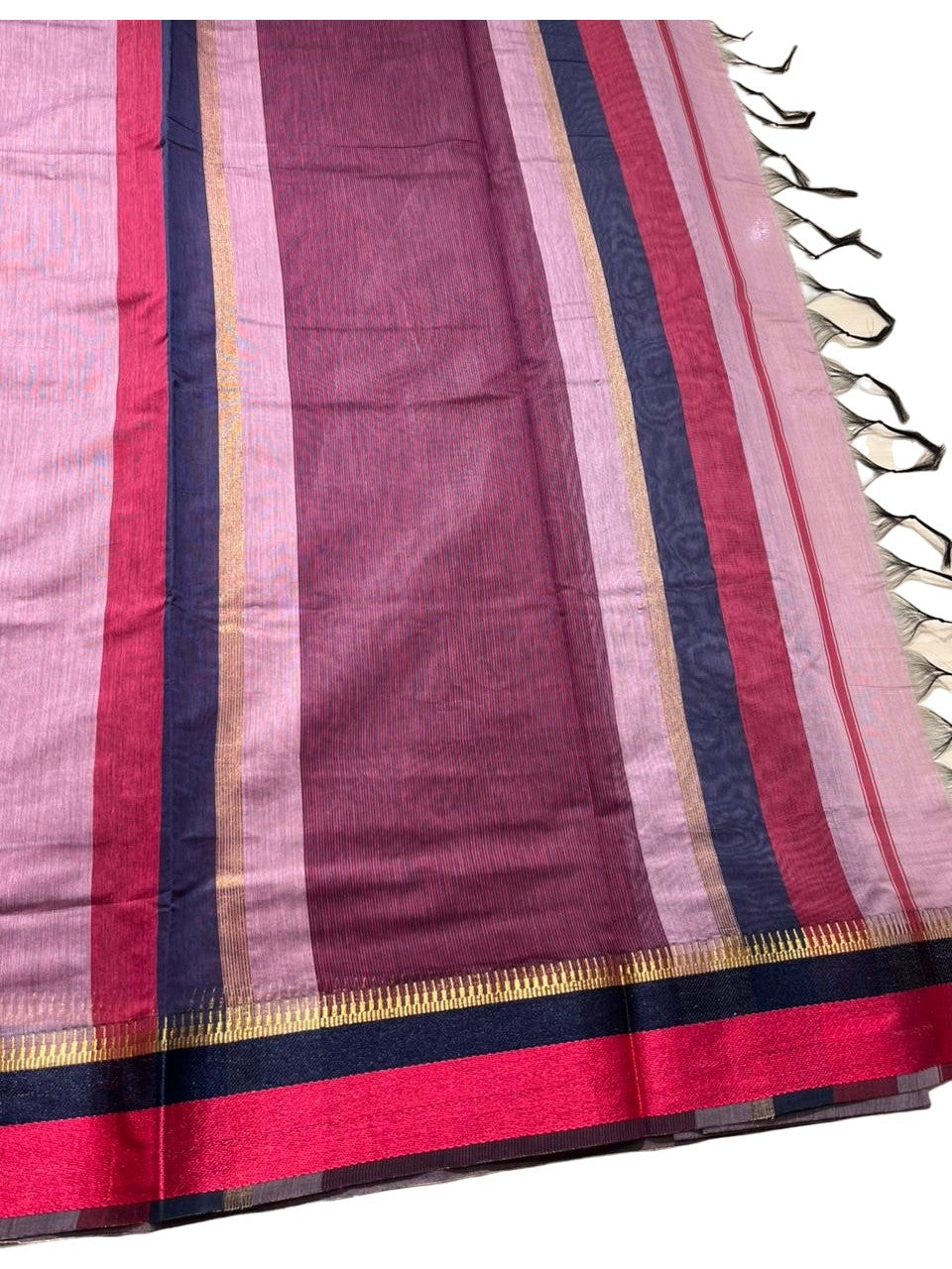 Southloom Maheshwari Cotton Saree With Temple Design on the Body and Borders SL471