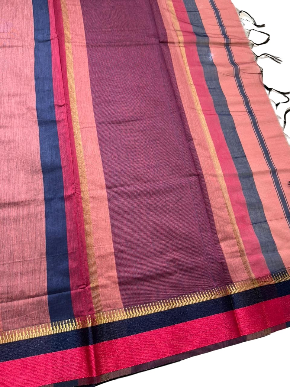 Southloom Maheshwari Cotton Saree With Temple Design on the Body and Borders SL471