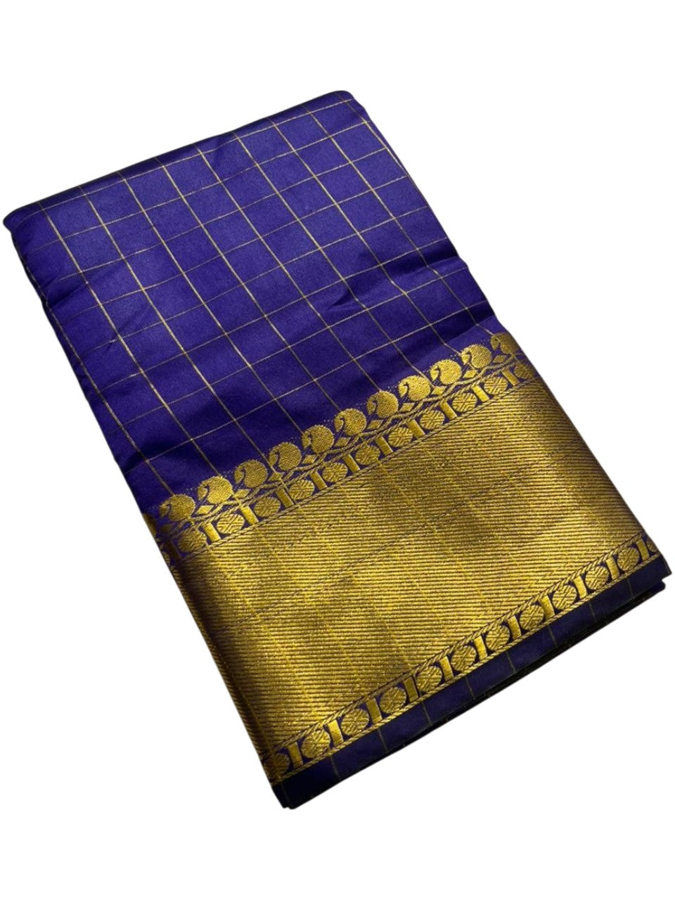 Southloom Kerala Semi Silk Saree With Check Design In Violet