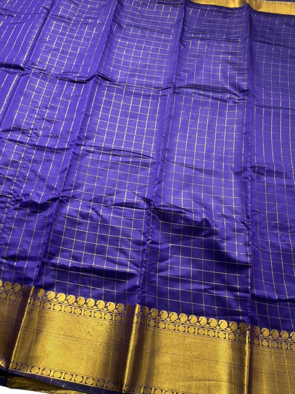 Southloom Kerala Semi Silk Saree With Check Design In Violet