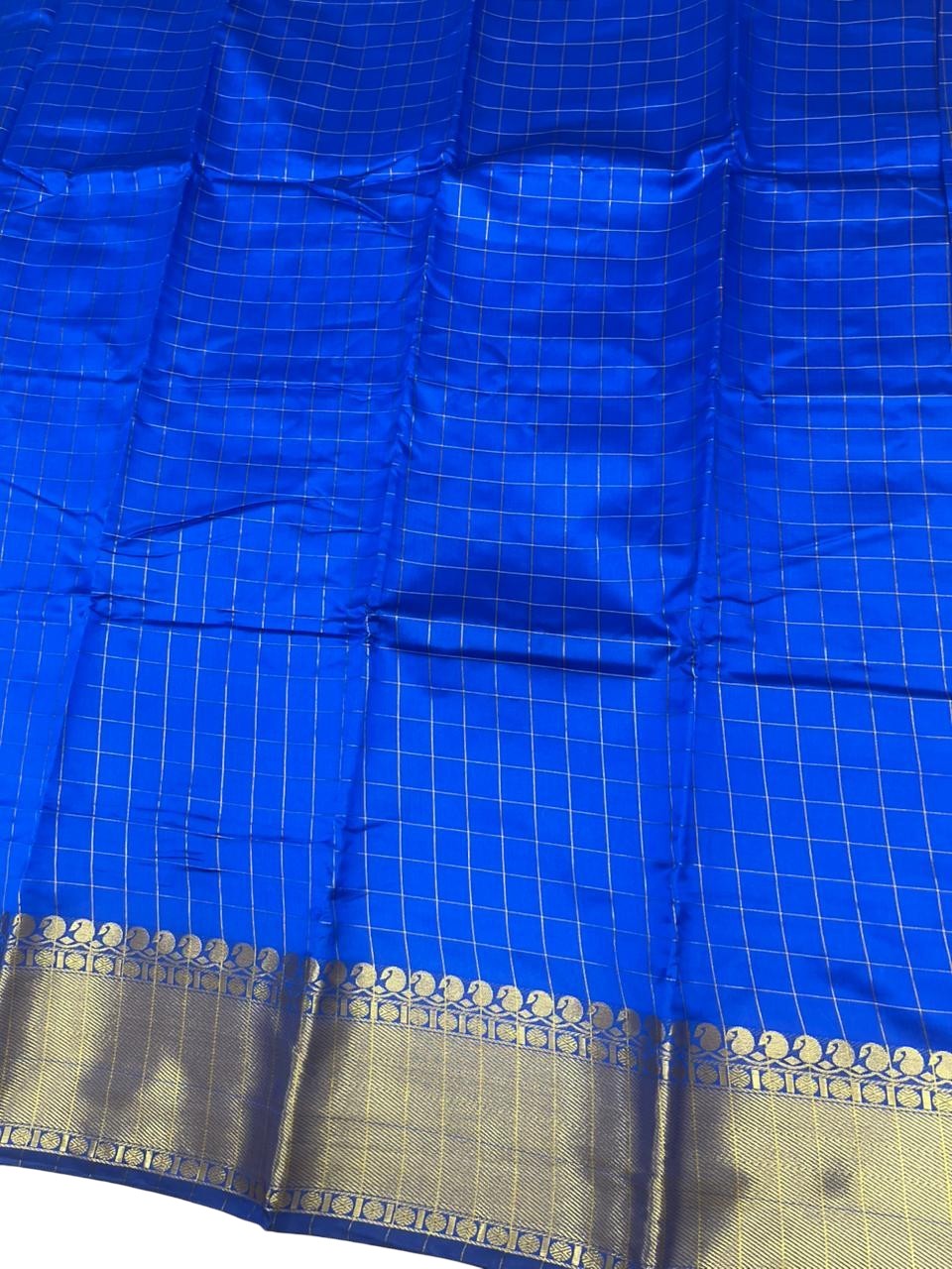 Southloom Kerala Semi Silk Saree With Check Design In Blue