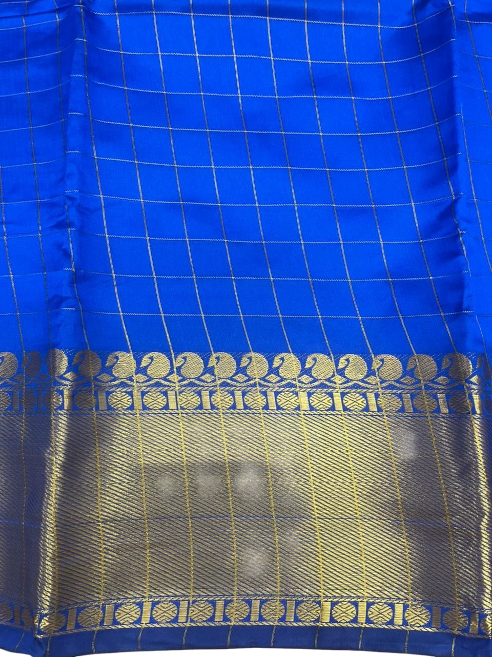 Southloom Kerala Semi Silk Saree With Check Design In Blue