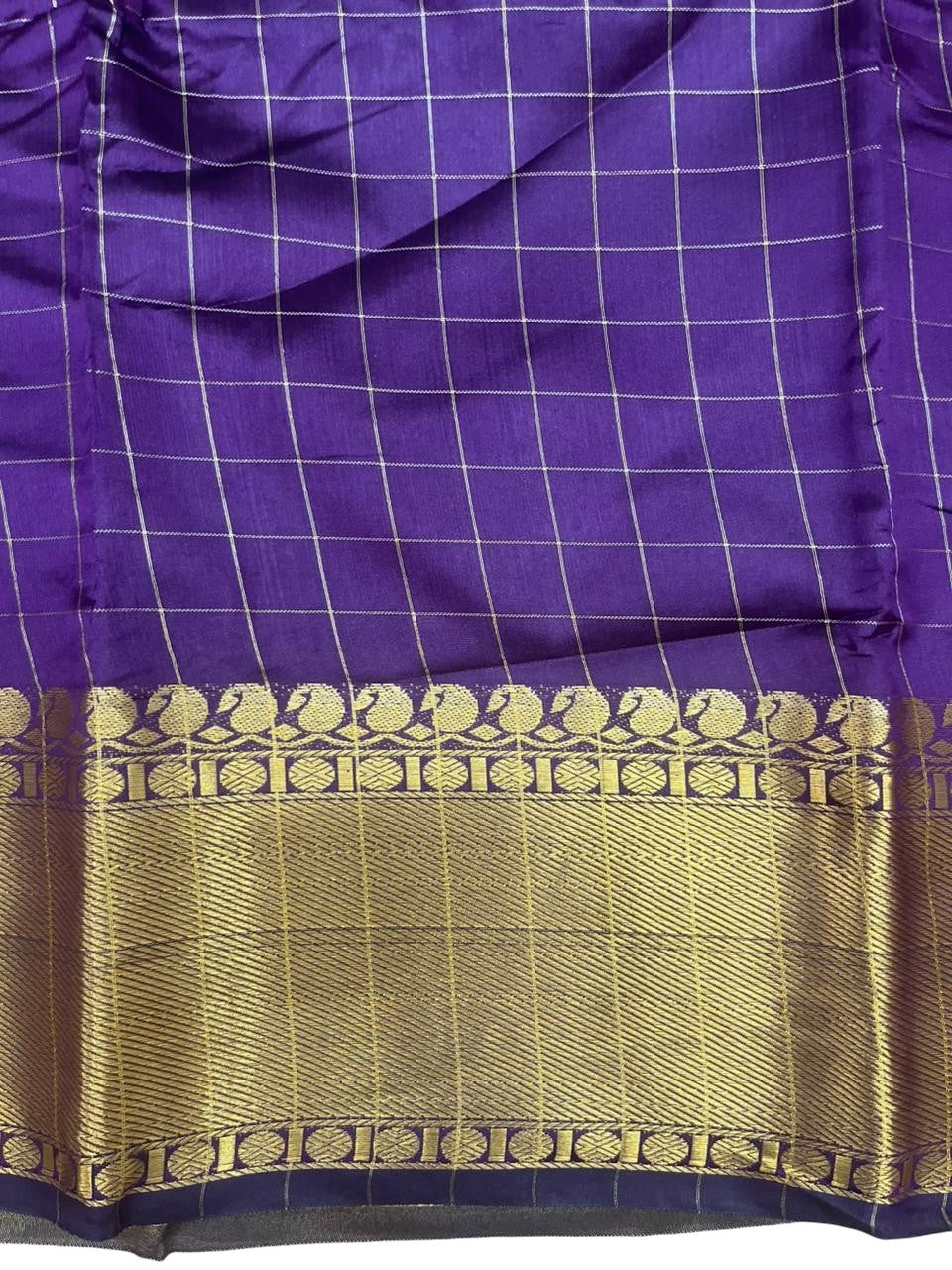 Southloom Kerala Semi Silk Saree With Check Design In Purple
