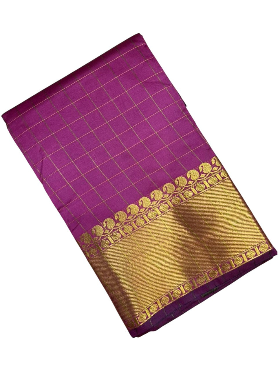 Southloom Kerala Semi Silk Saree With Check Design In Pink