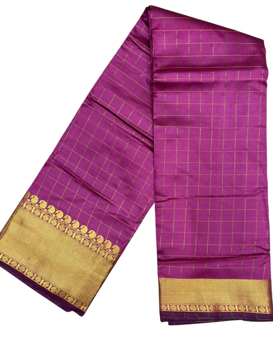 Southloom Kerala Semi Silk Saree With Check Design In Pink