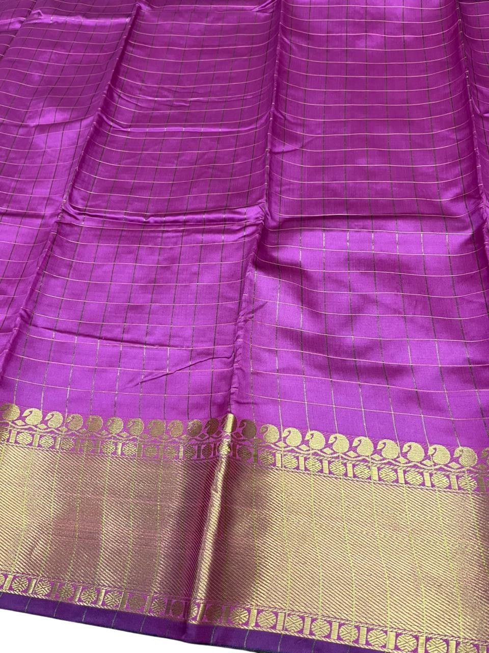 Southloom Kerala Semi Silk Saree With Check Design In Pink