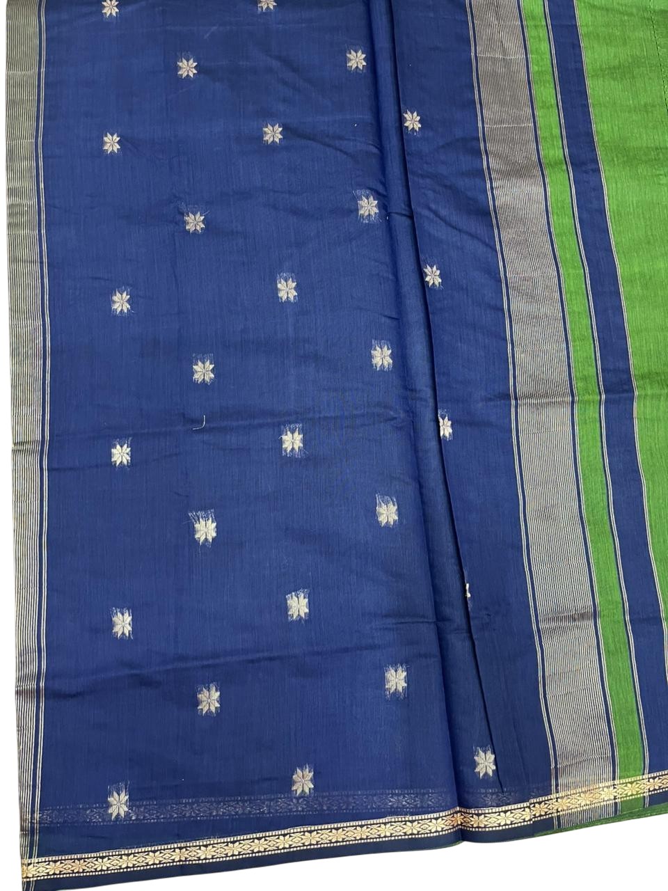 Southloom Maheshwari Cotton Saree With Woven Works on Body in Green and Blue SL471