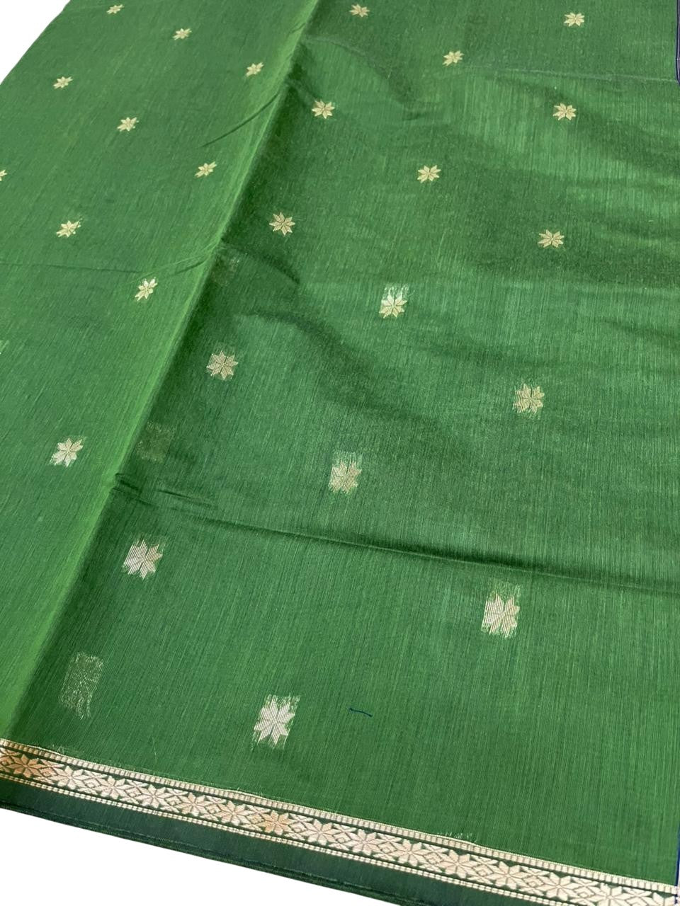 Southloom Maheshwari Cotton Saree With Woven Works on Body in Green and Blue SL471