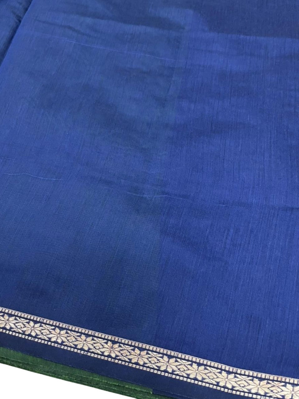 Southloom Maheshwari Cotton Saree With Woven Works on Body in Green and Blue SL471
