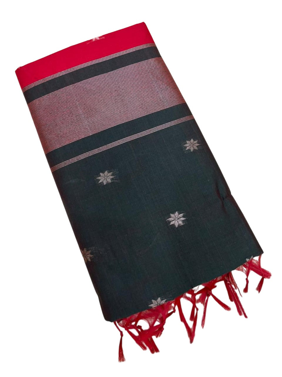 Southloom Maheshwari Cotton Saree With Woven Works on Body in Red and Green SL471