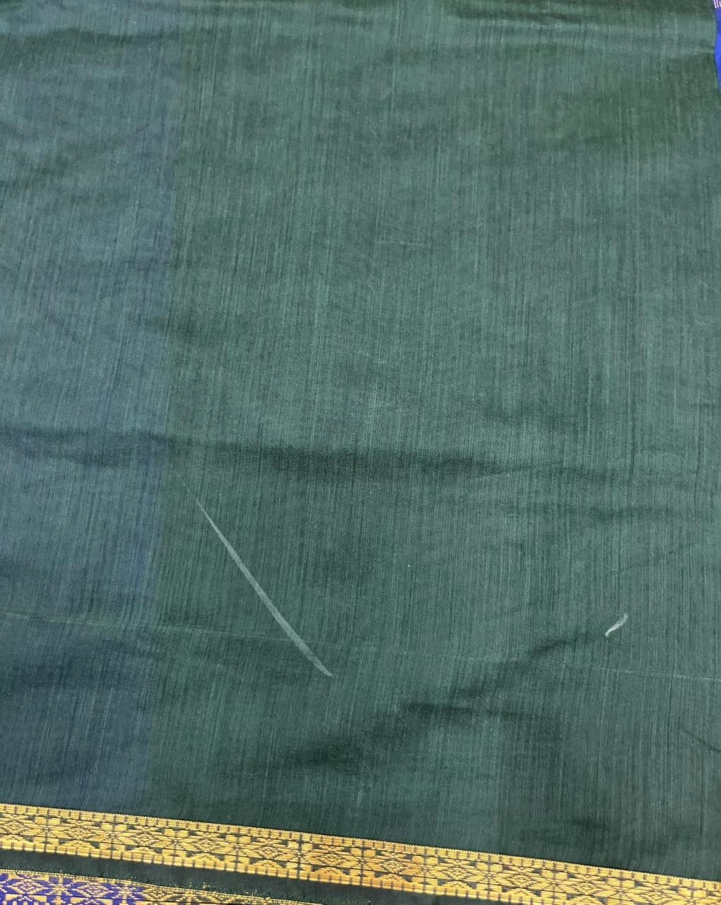 Southloom Maheshwari Cotton Saree With Woven Works on Body in Blue and Green SL471