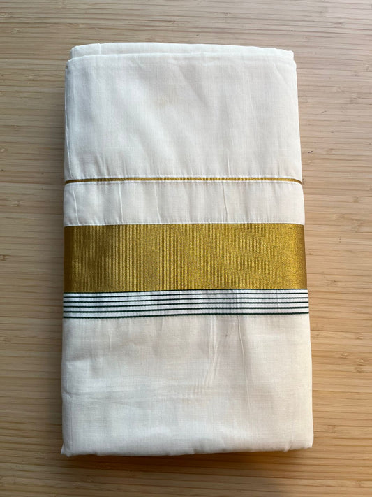 Kerala Cotton Plain Body With Golden Kasavu Border Saree SL473