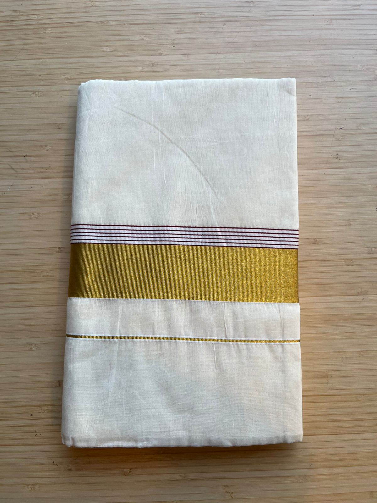 Kerala Cotton Plain Body With Golden Kasavu Border Saree SL473