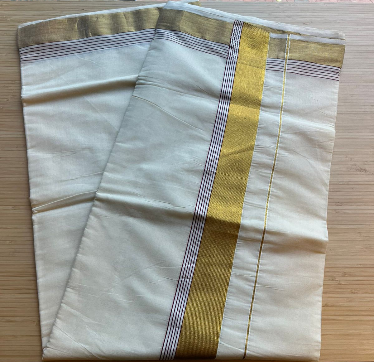 Kerala Cotton Plain Body With Golden Kasavu Border Saree SL473