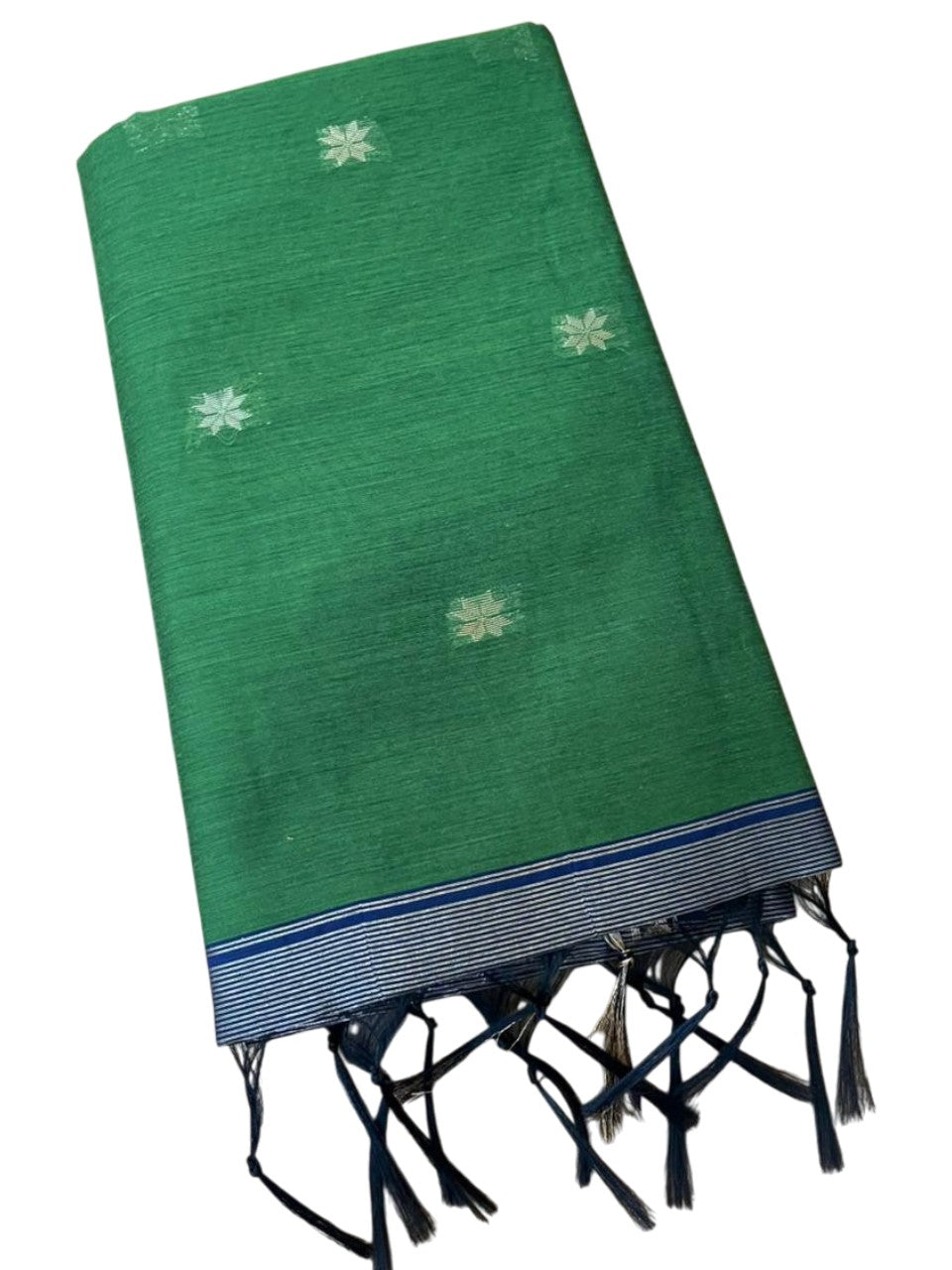 Southloom Maheshwari Cotton Saree With Woven Works on Body in Green and Blue SL471