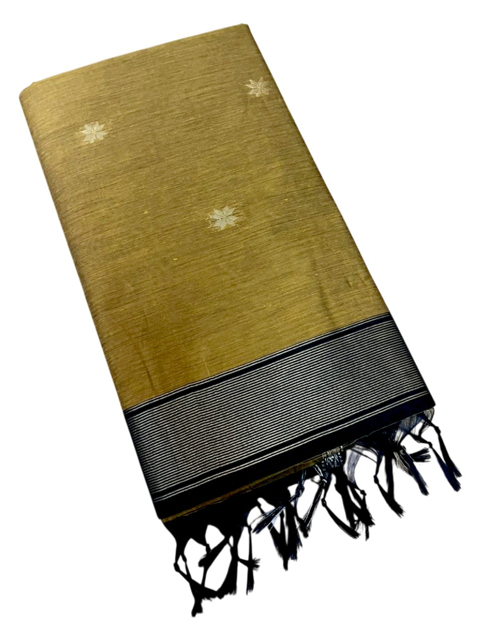 Southloom Maheshwari Cotton Saree With Woven Works on Body in Mustard Yellow and Black SL471