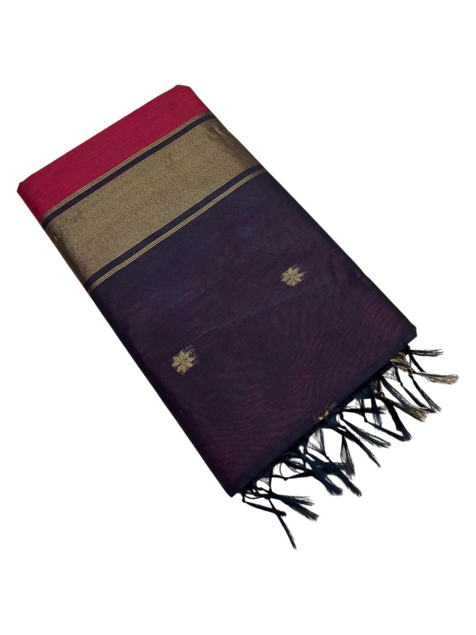 Southloom Maheshwari Cotton Saree With Woven Works on Body in Maroon and Black SL471