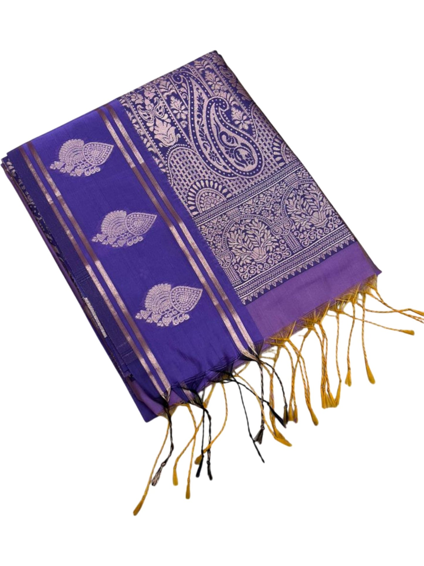 Southloom Semi Soft Silk Saree with Butta Works Across Body And Borders In Lavender