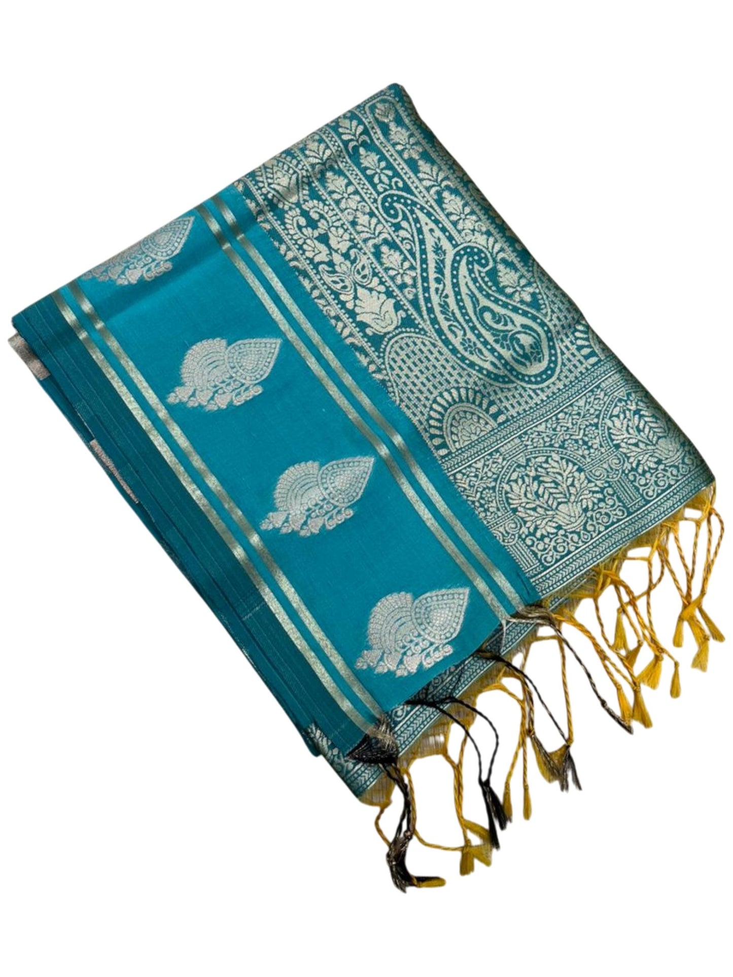 Southloom Semi Soft Silk Saree with Butta Works Across Body And Borders In Blue