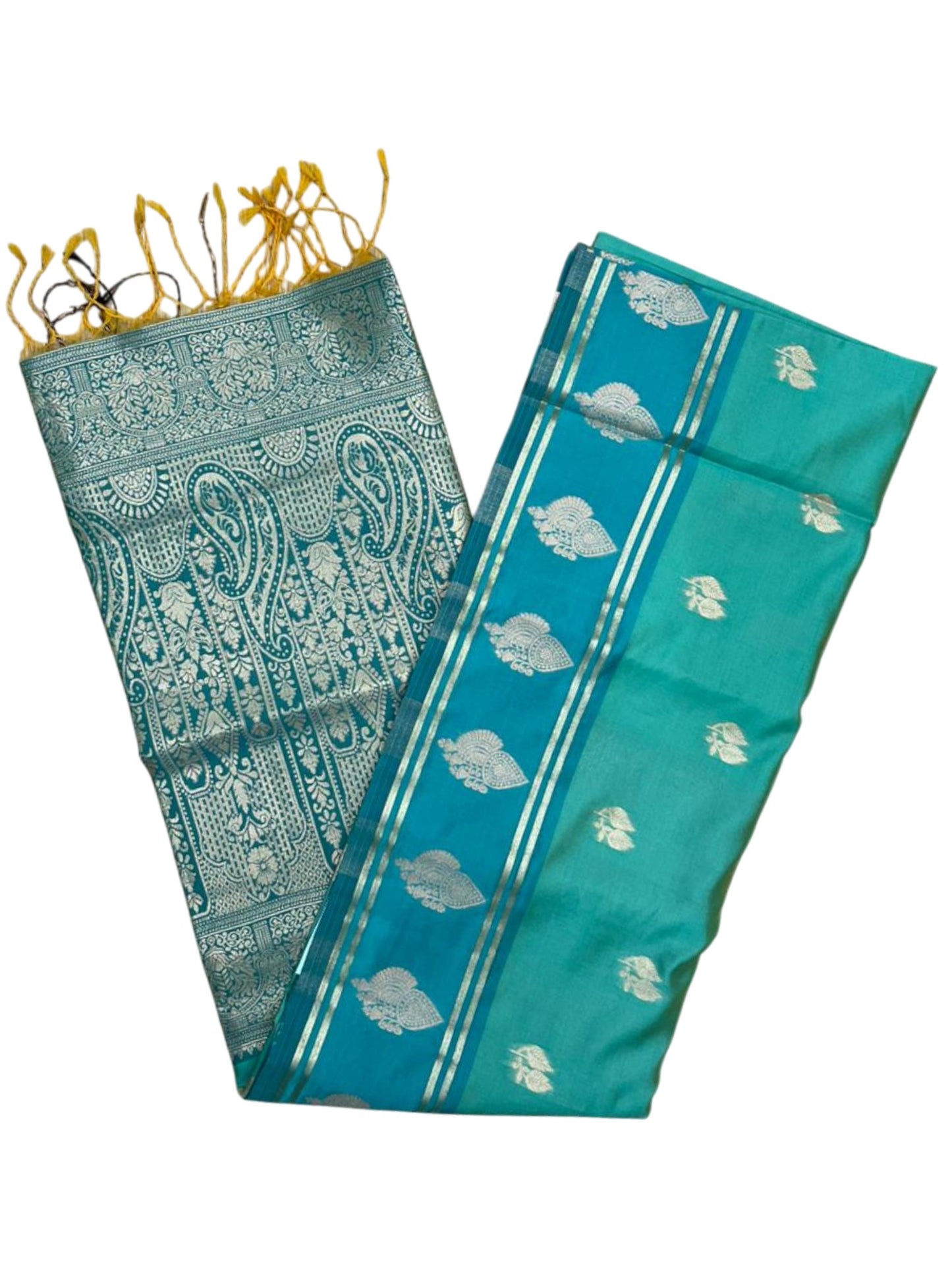 Southloom Semi Soft Silk Saree with Butta Works Across Body And Borders In Blue