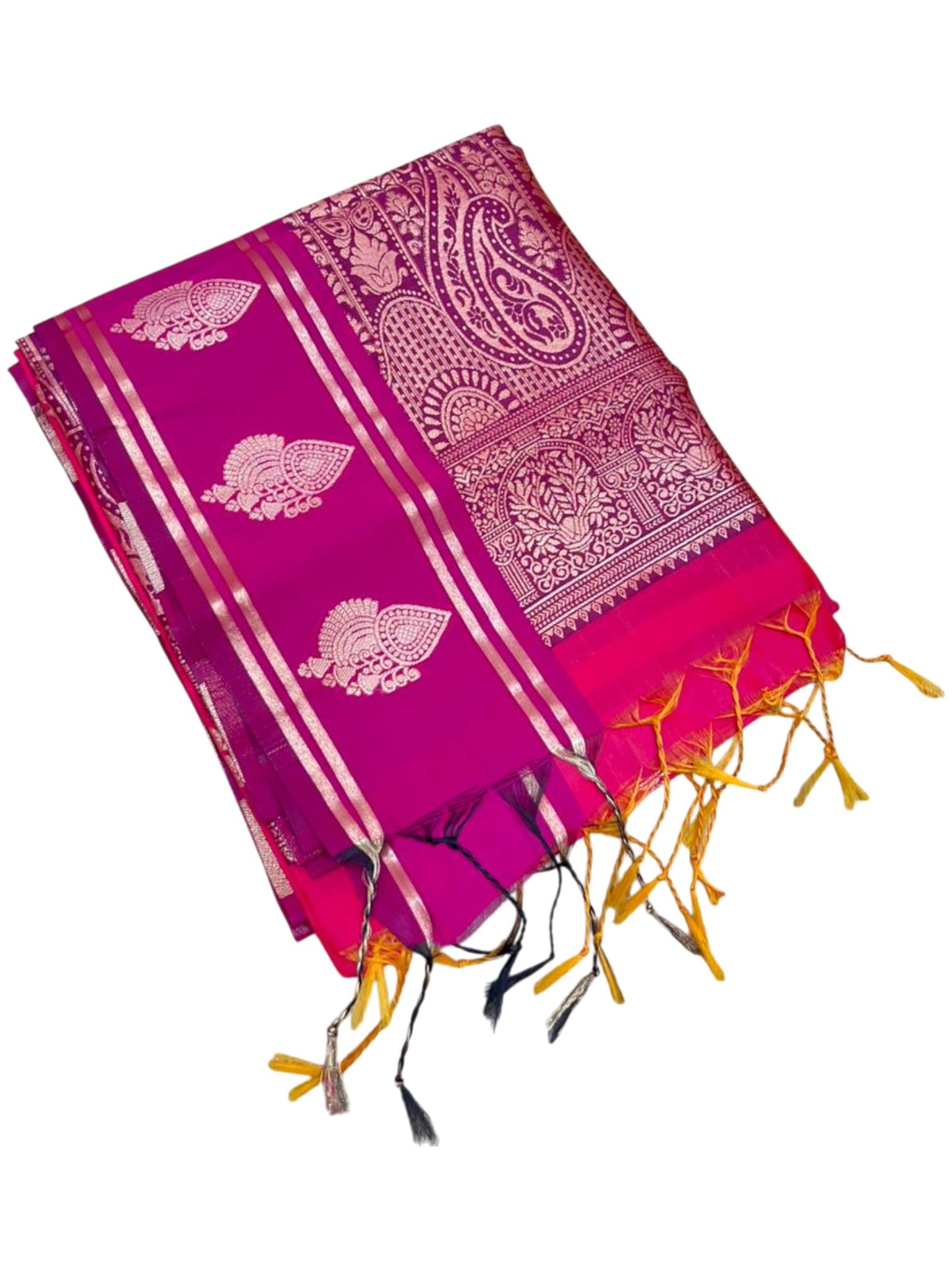 Southloom Semi Soft Silk Saree with Butta Works Across Body And Borders In Pink And Magenta