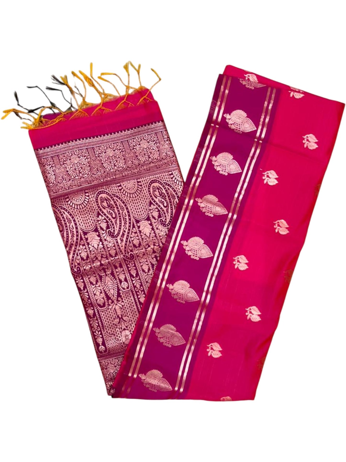 Southloom Semi Soft Silk Saree with Butta Works Across Body And Borders In Pink And Magenta