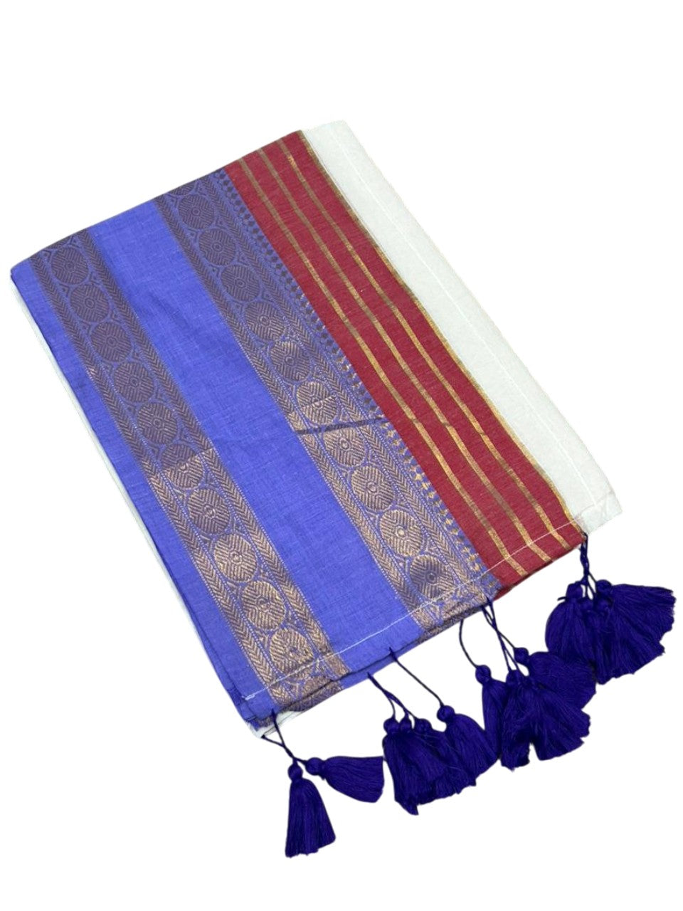 Southloom Mul Cotton 120 x 120 Soft Fabric Saree Multicolour With Kanchi Border SL215