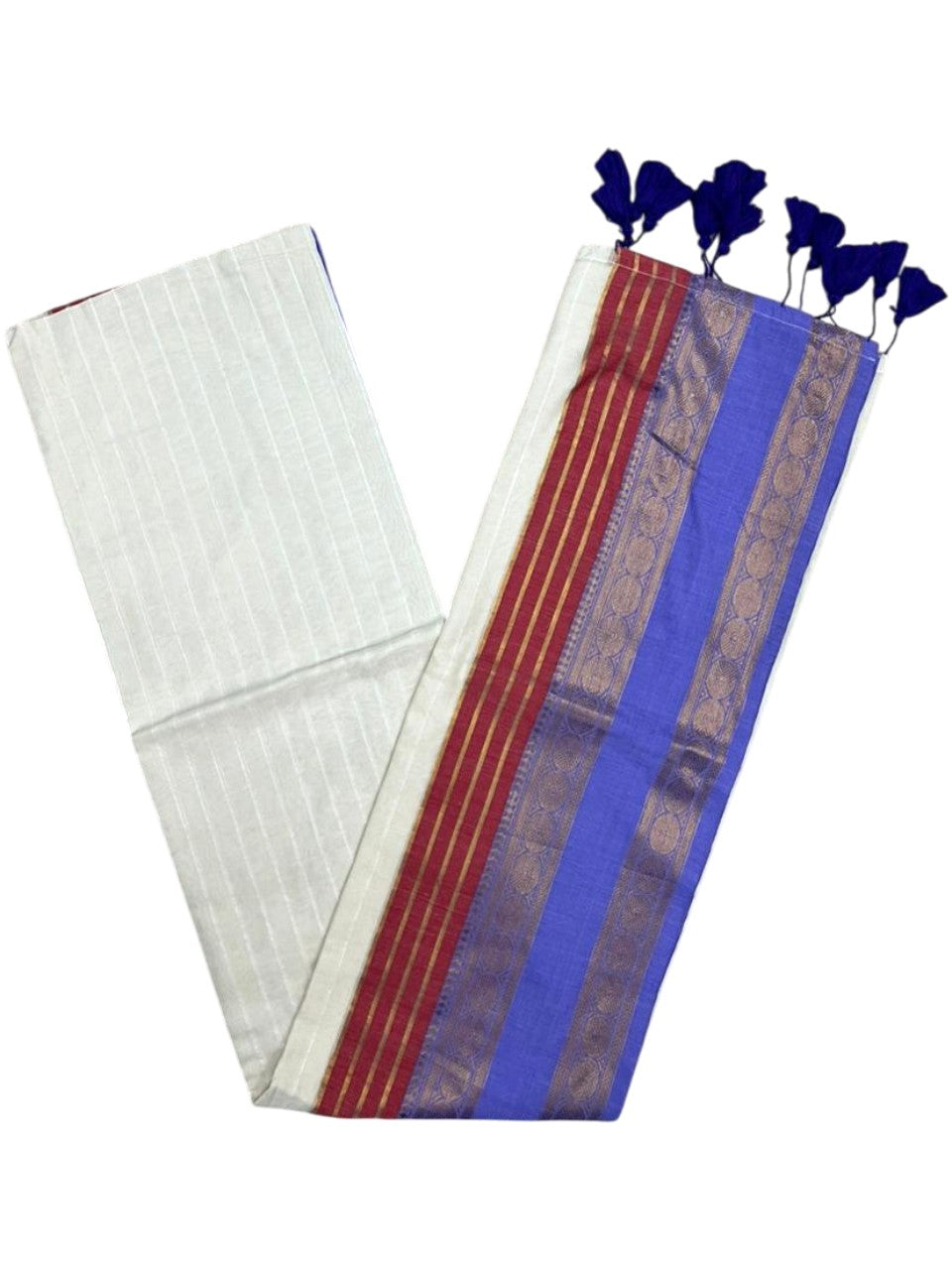 Southloom Mul Cotton 120 x 120 Soft Fabric Saree Multicolour With Kanchi Border SL215
