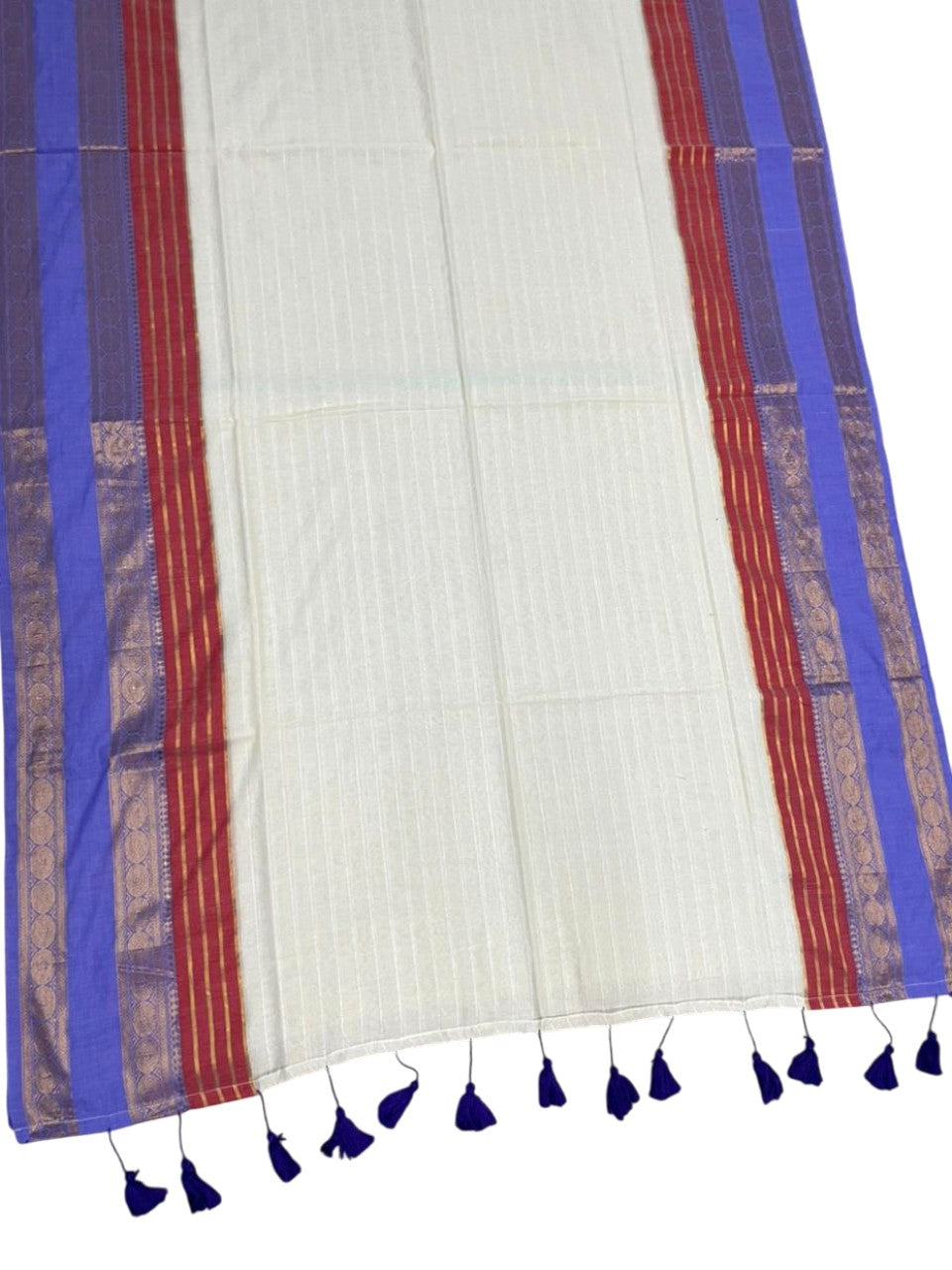 Southloom Mul Cotton 120 x 120 Soft Fabric Saree Multicolour With Kanchi Border SL215