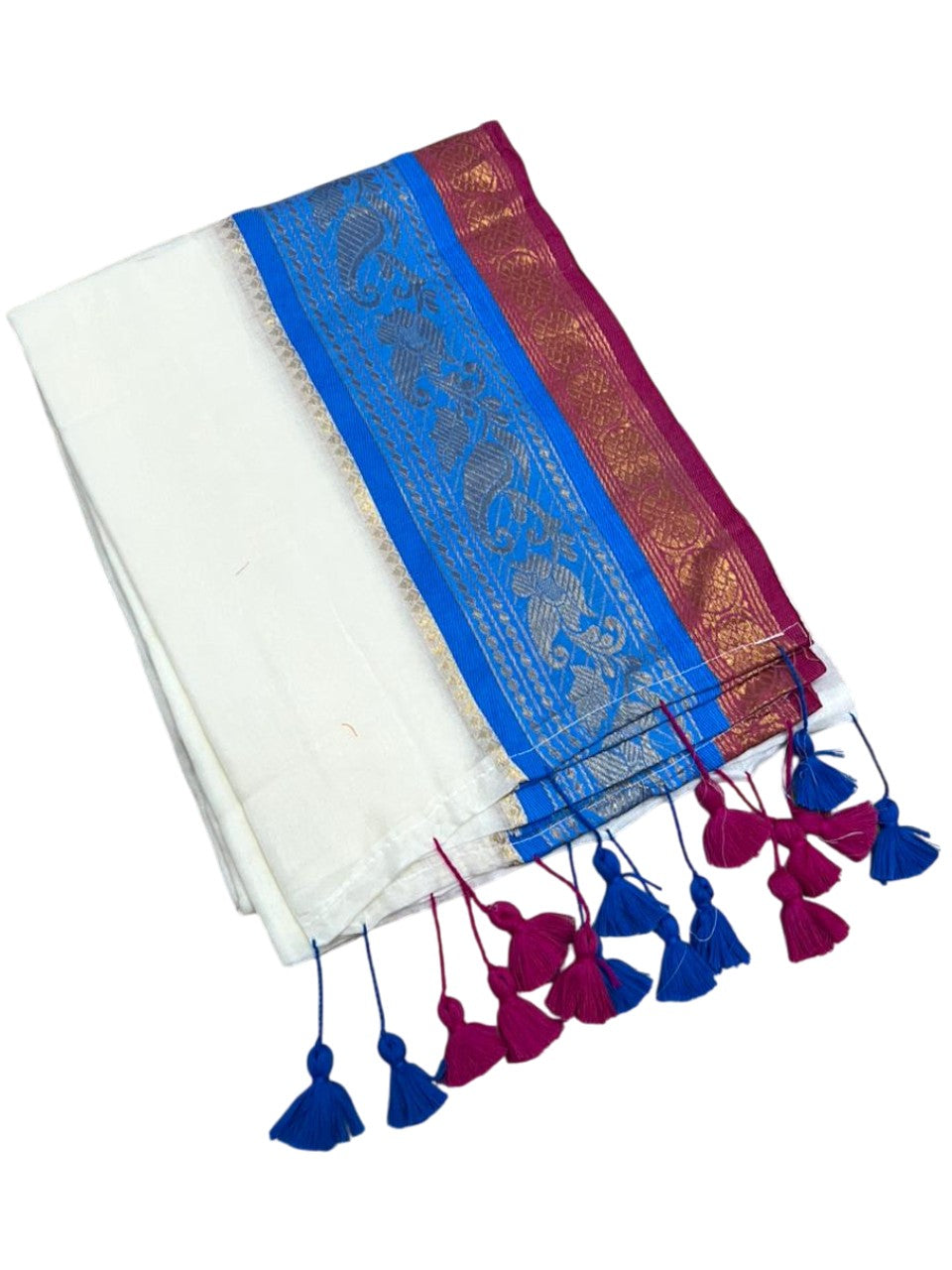 Southloom Mul Cotton 120 x 120 Soft Fabric Saree Multicolour With Kanchi Border SL215