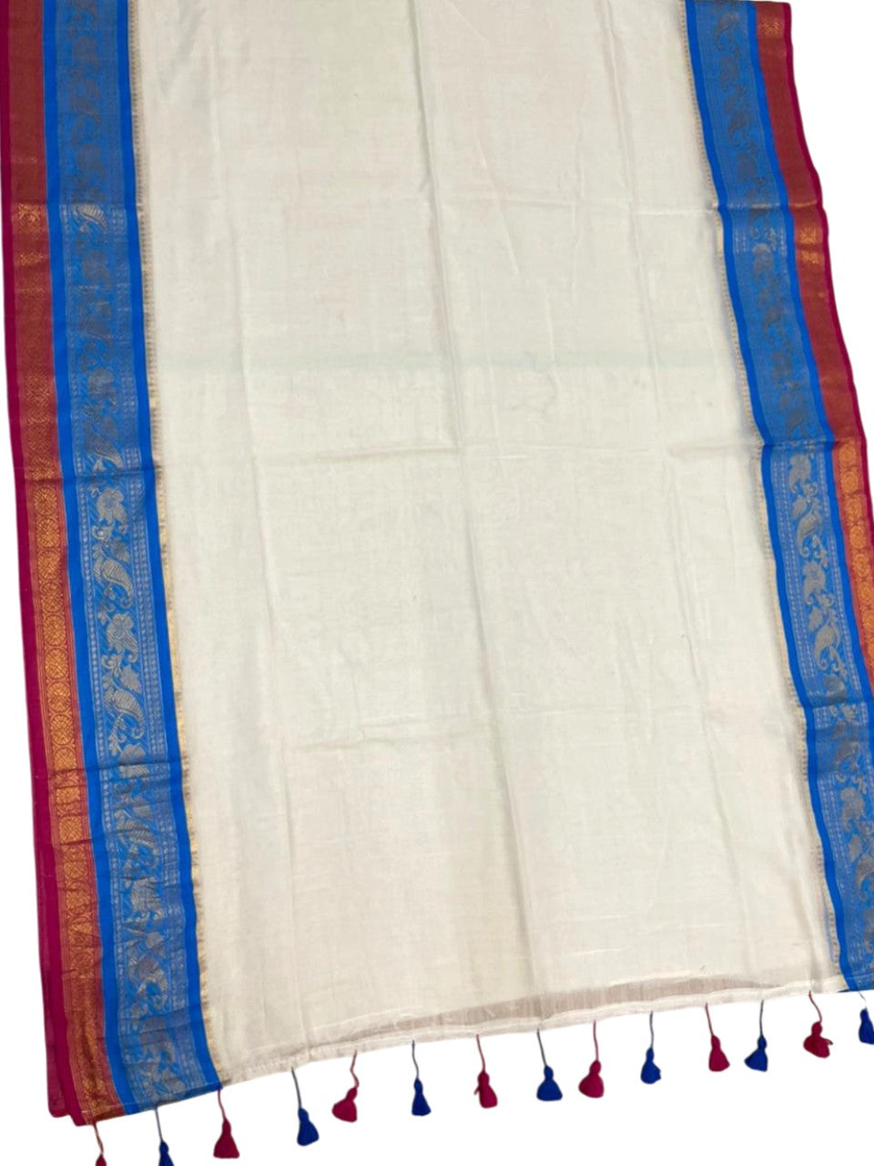 Southloom Mul Cotton 120 x 120 Soft Fabric Saree Multicolour With Kanchi Border SL215