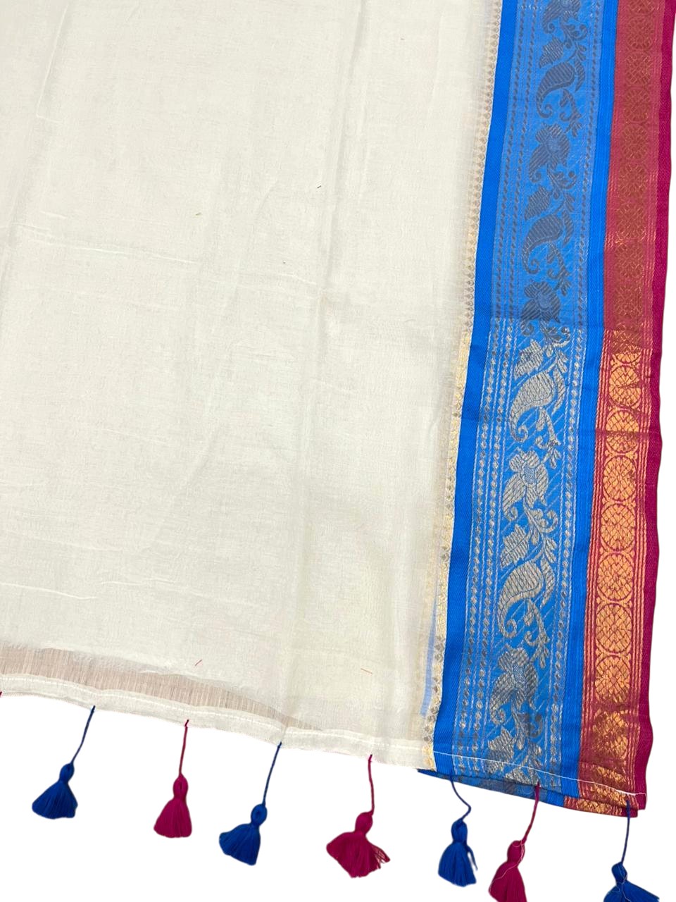 Southloom Mul Cotton 120 x 120 Soft Fabric Saree Multicolour With Kanchi Border SL215
