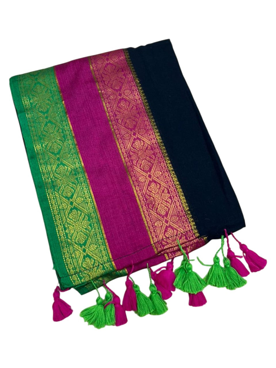 Southloom Mul Cotton 120 x 120 Soft Fabric Saree With Kanchi border SL215