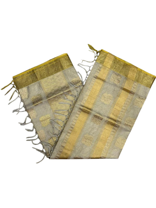 Southloom Tissue Kasavu Replica Saree with Woven Butta Works Across Body  SL431