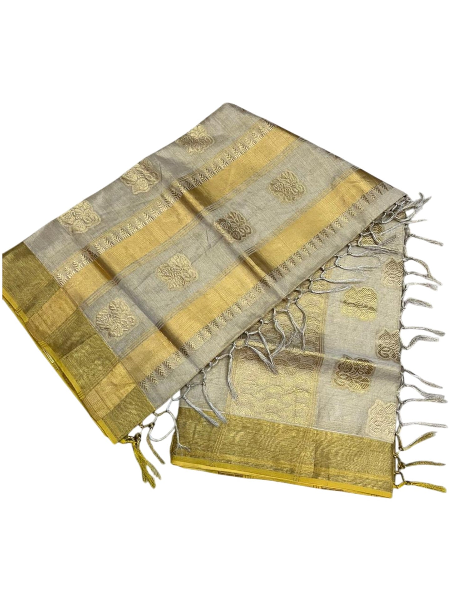 Southloom Tissue Kasavu Replica Saree with Woven Butta Works Across Body  SL431