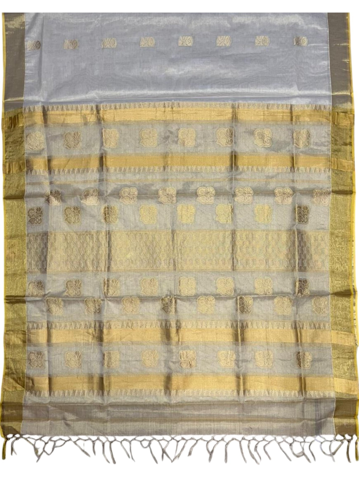Southloom Tissue Kasavu Replica Saree with Woven Butta Works Across Body  SL431