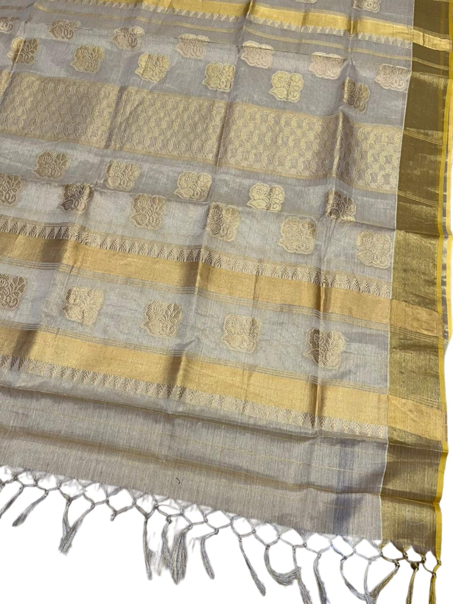 Southloom Tissue Kasavu Replica Saree with Woven Butta Works Across Body  SL431