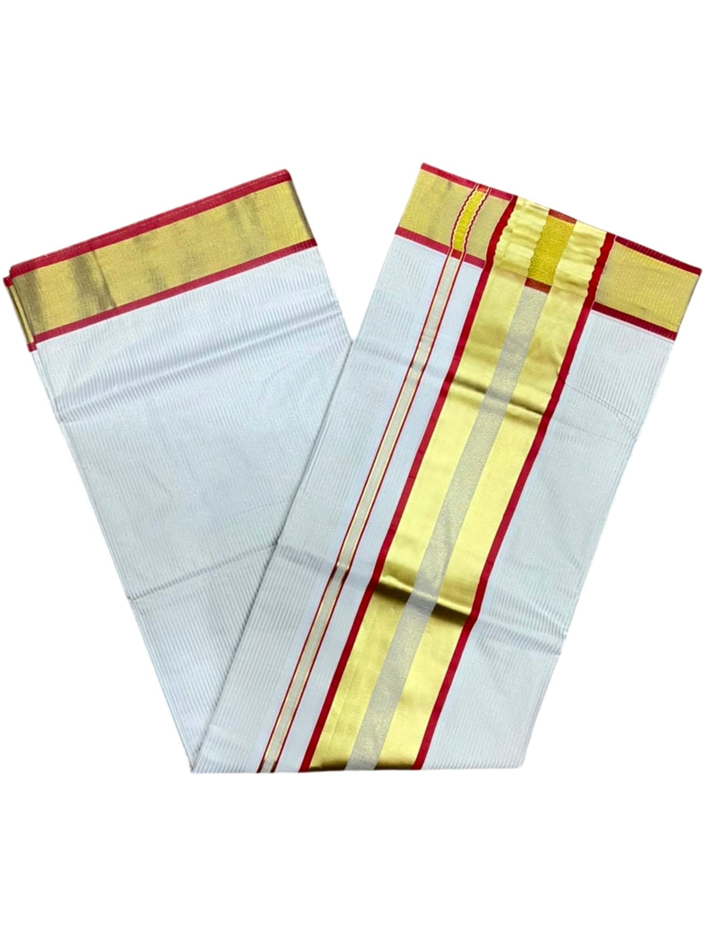 Southloom Kerala Cotton Kasavu Saree with Micro Stripes on Body In Orange Border SL361