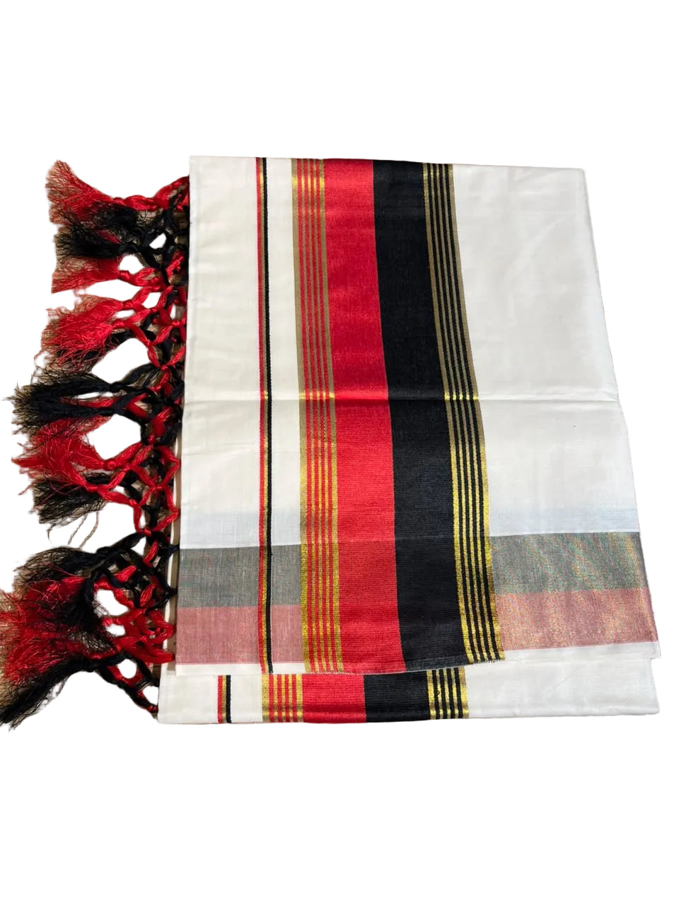 Kerala Cotton Kasavu Saree With Black And Red Borders SL499