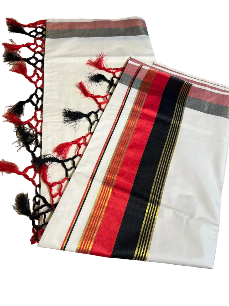 Kerala Cotton Kasavu Saree With Black And Red Borders SL499