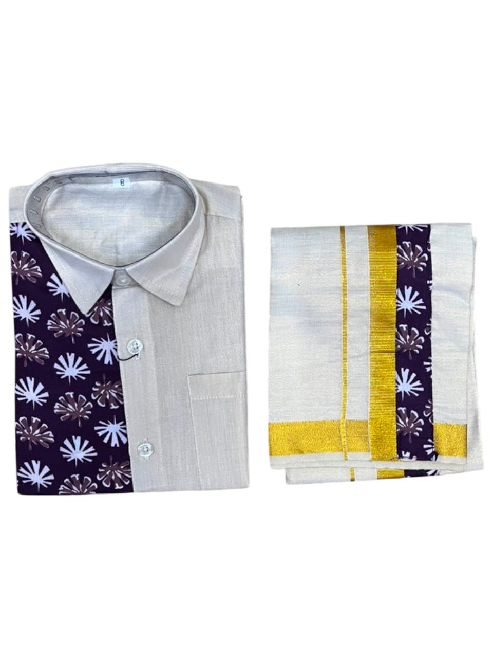 Southloom Tissue Ajrakh Printed Kids's Combo (Shirt + Velcro Mund )
