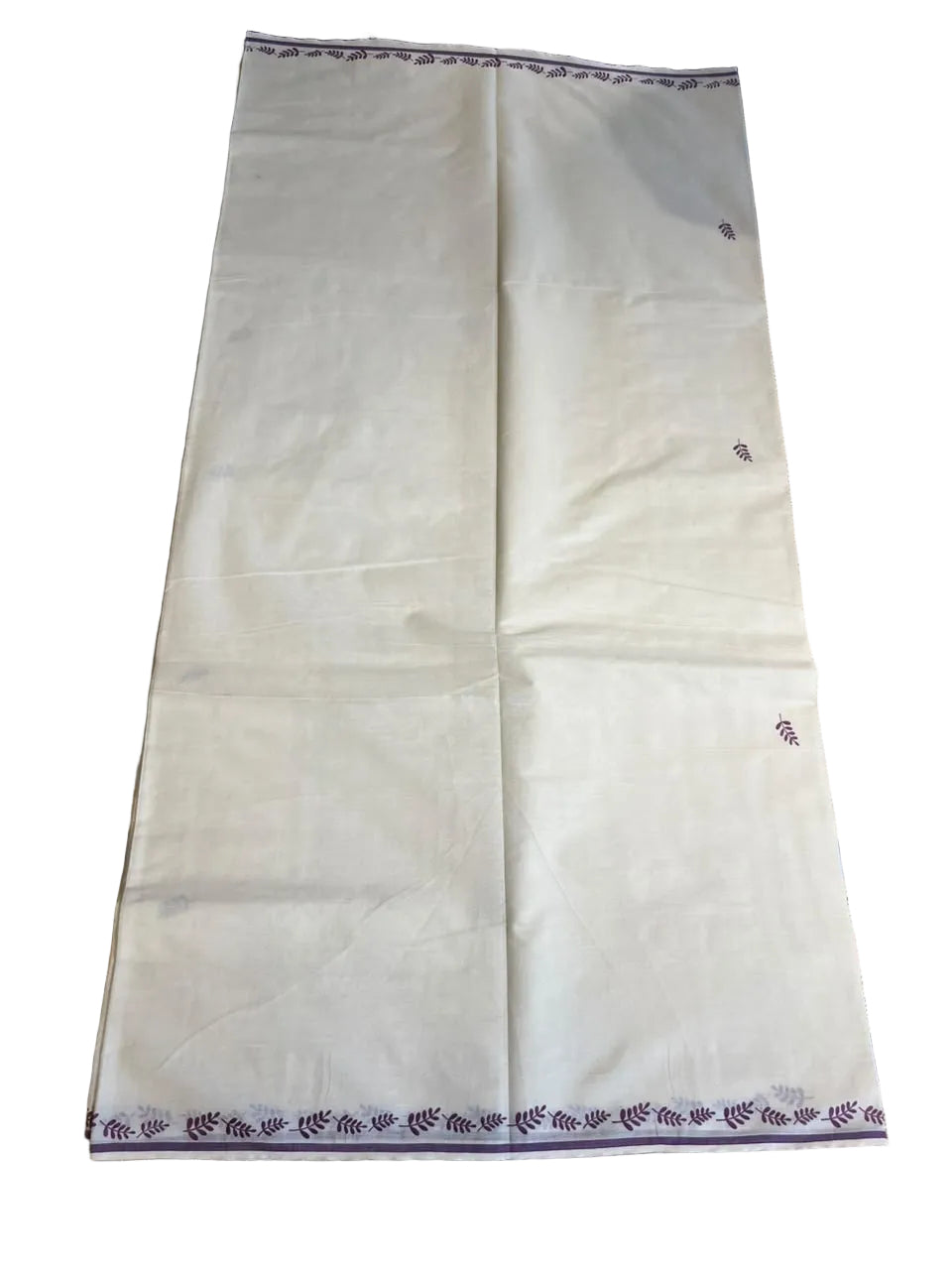 Southloom Cotton Kerala Saree With Purple Prints On Border SL501