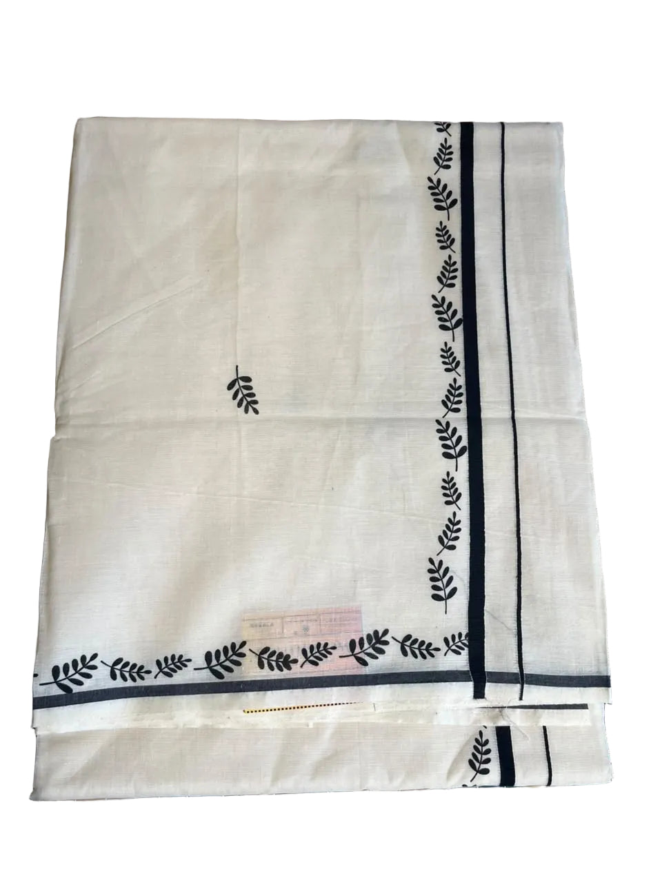 Southloom Cotton Kerala Saree With Black Prints On Border SL501